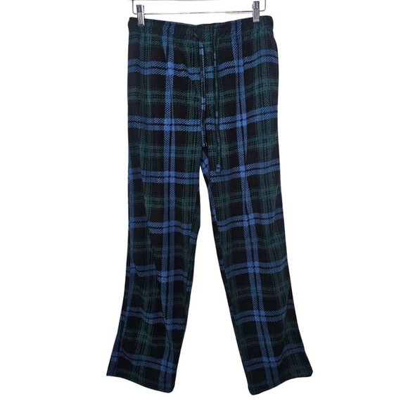 Men's Fleece Plaid Pajama Bottoms | Size M | Blue, Black, Green - Picture 3 of 16